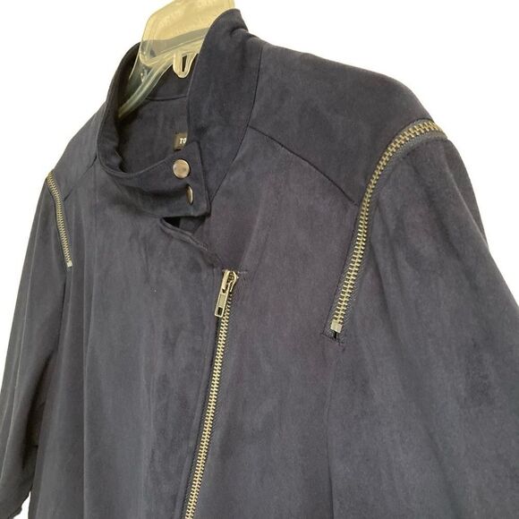 Torrid blue faux suede zippered bomber jacket 3X - Picture 4 of 7